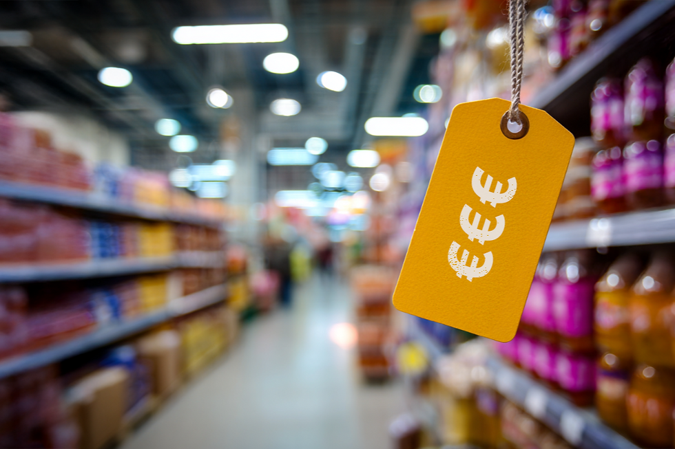 Price tag in a supermarket
