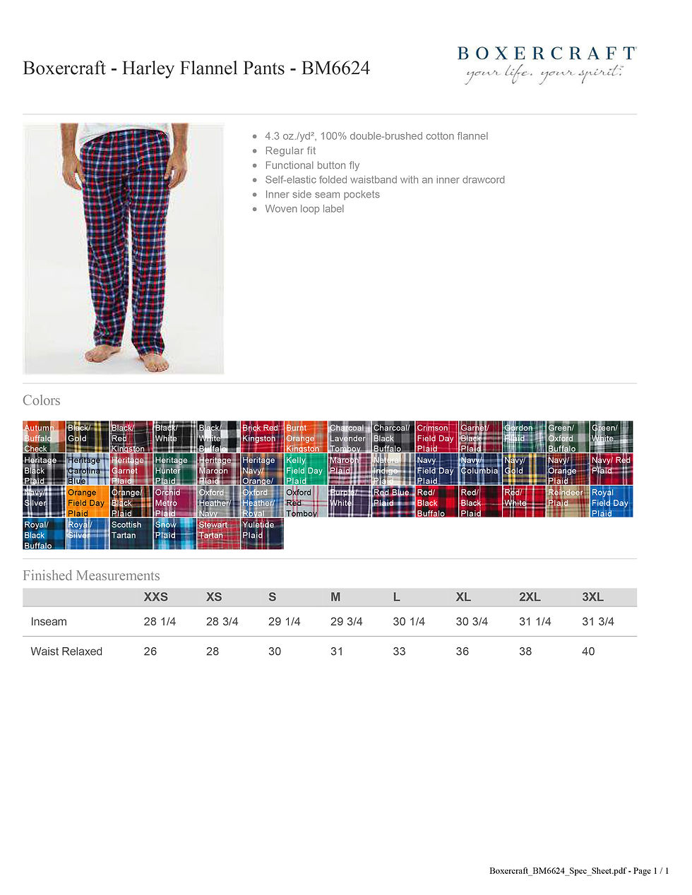 Thumbnail: ACES - FLANNEL PANTS -BM6624/BW6620/BY6624