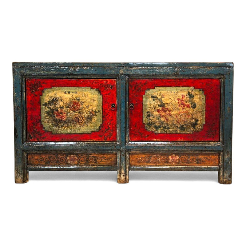 Antica Credenza in legno dipinta di origine Mongolia ( Cina)