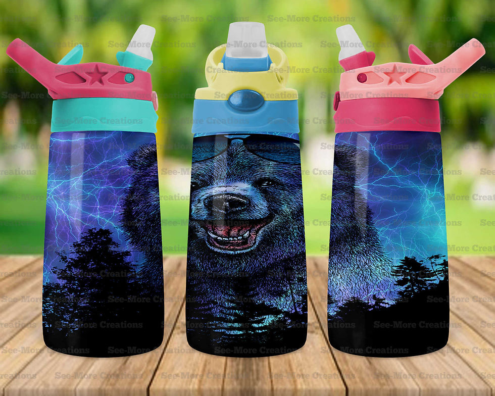 Thumbnail: Bear With Sunglasses On Head #2 Blue Stary Night Skinny & Kids
