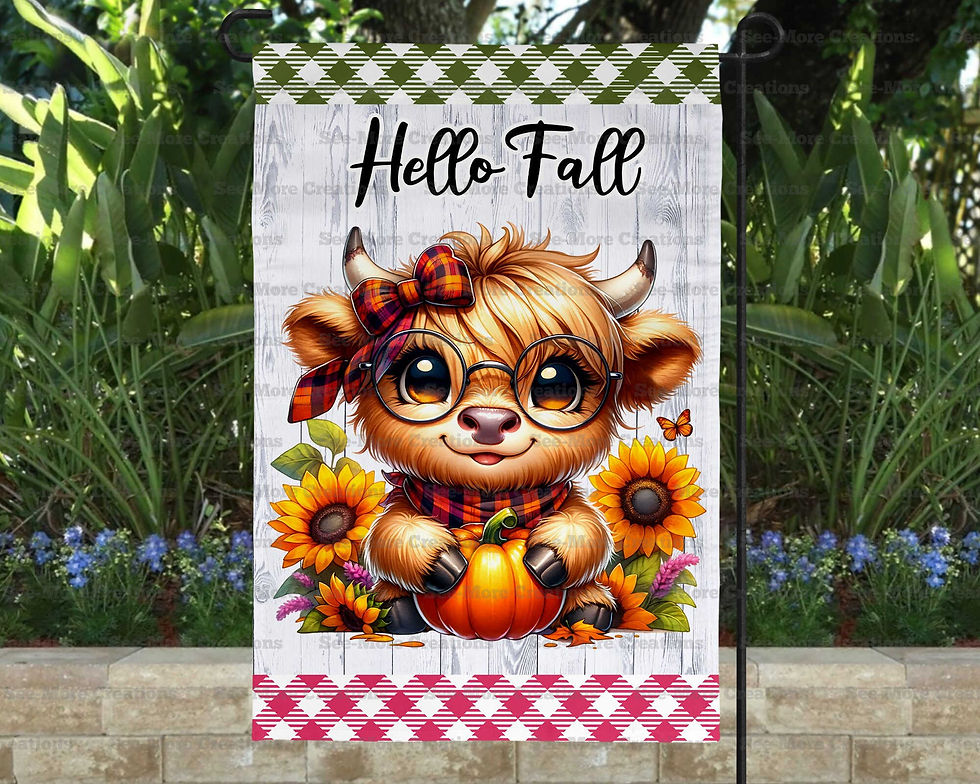 Hello Fall #10 Highland Cow Garden Flag