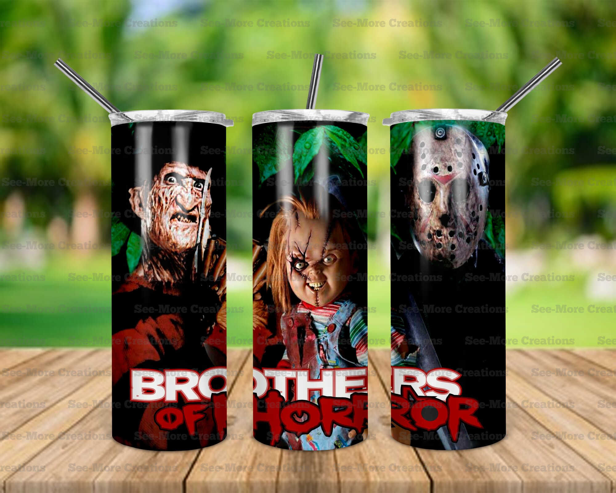 Brothers Of Horror #7 Freddie Chucky Jason Skinny & Kids Tumblers