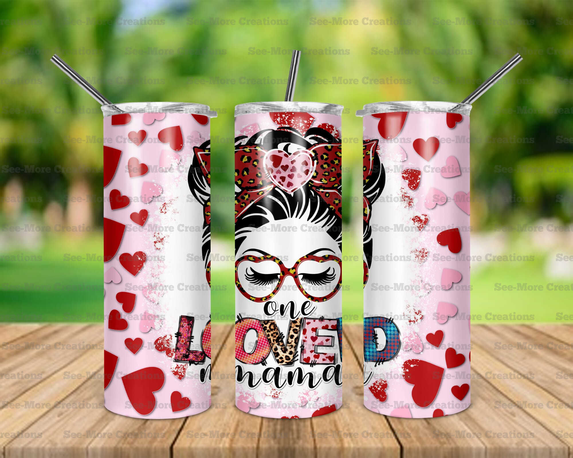 One Loved Mama #1 Messy Bun Skinny Tumbler