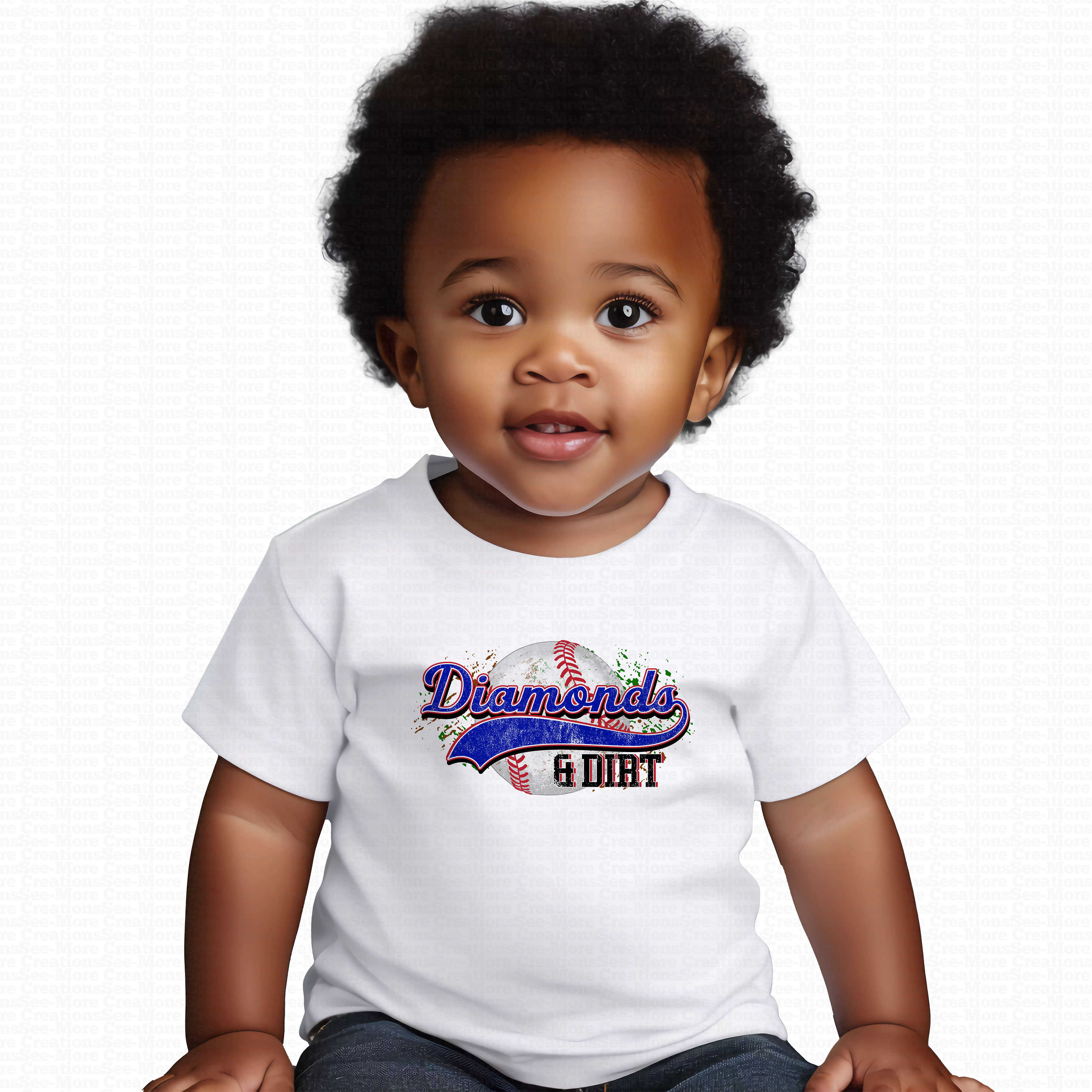 Diamonds & Dirt #1 Boys Or Girls Baseball Shirt