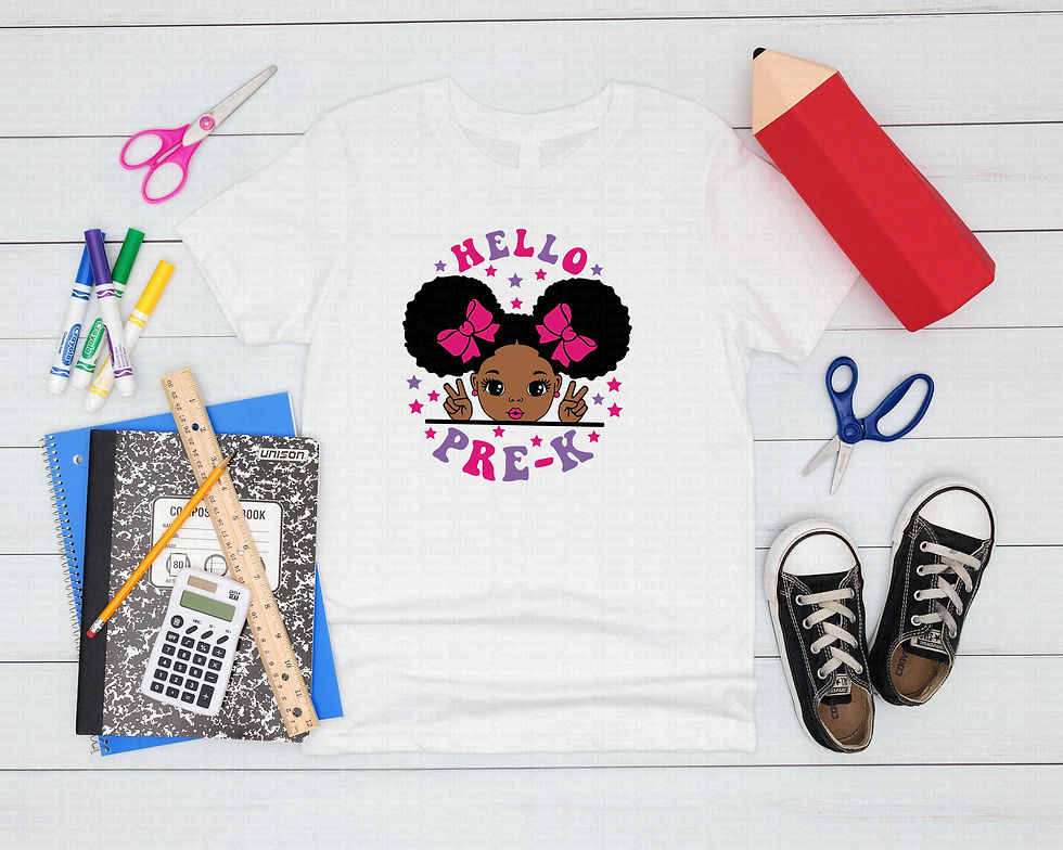 Thumbnail: Hello Pre-K #4 Girls African American Girl School Shirt