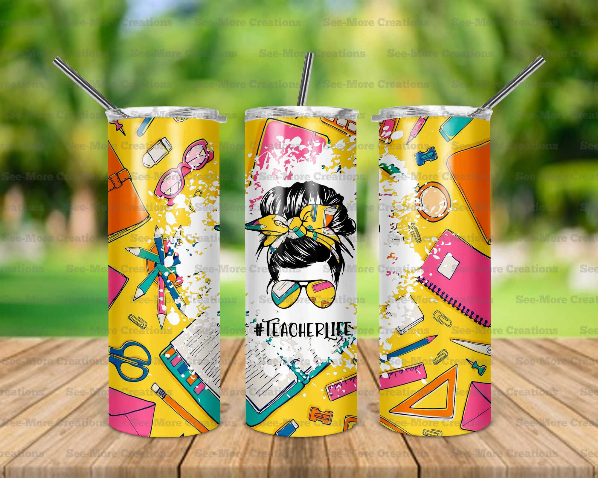 Teacher Life #37 Messy Bun Skinny Tumbler