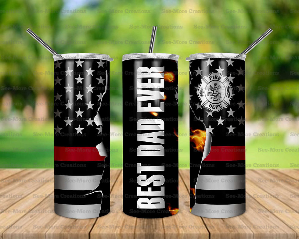 Best Dad Ever #37 American Flag With Red Stripe Firefighter Skinny Tumbler