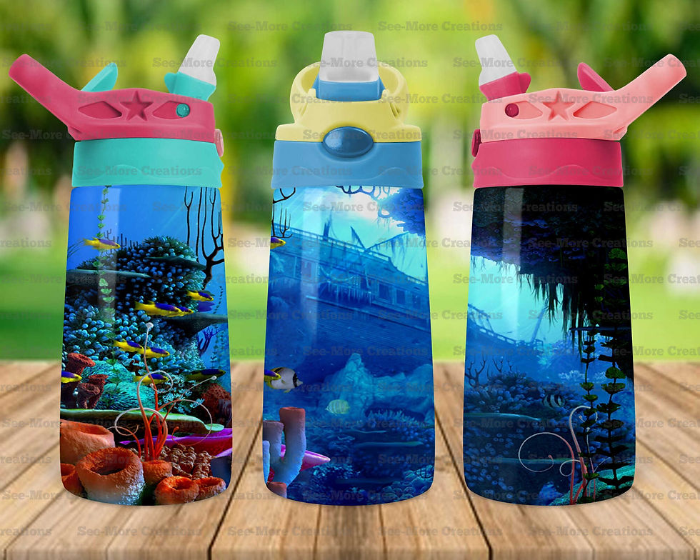 Thumbnail: Sea #3 Shipwreck Fish Coral Underwater Scene Skinny, Sippy & Kids Tumblers