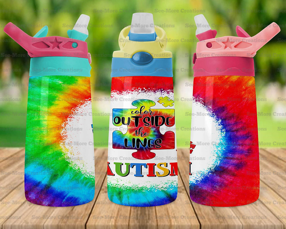 Thumbnail: Color Outside The Lines Autism #1 Tie Dye Skinny, Sippy & Kids Tumblers