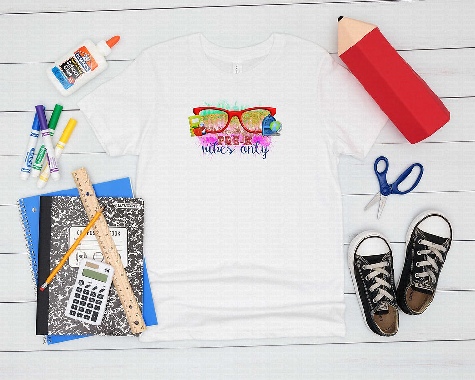 Thumbnail: Pre-K Vibes Only #1 Girls Glitter Print School Shirt