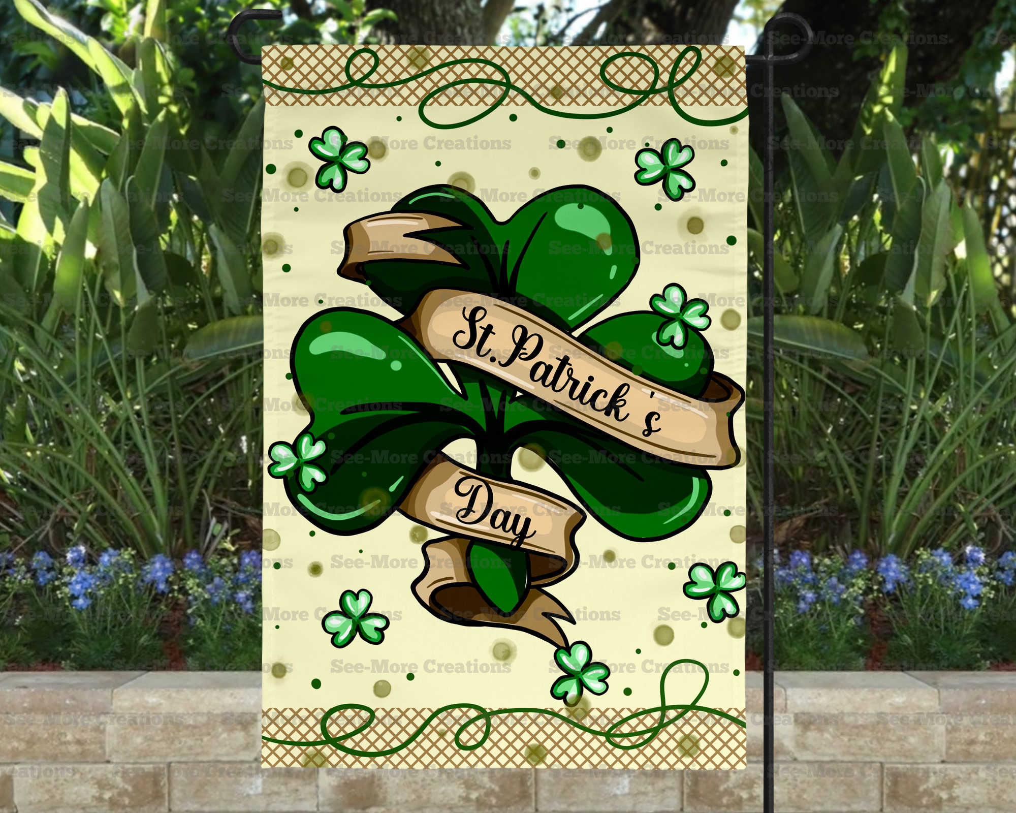 St. Patrick's Day #3 Shamrock Garden Flag