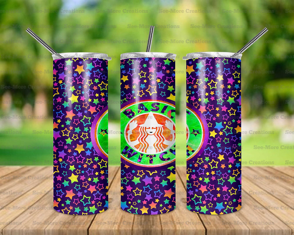 Basic Witch #1 Colorful Stars Coffee Skinny Tumbler
