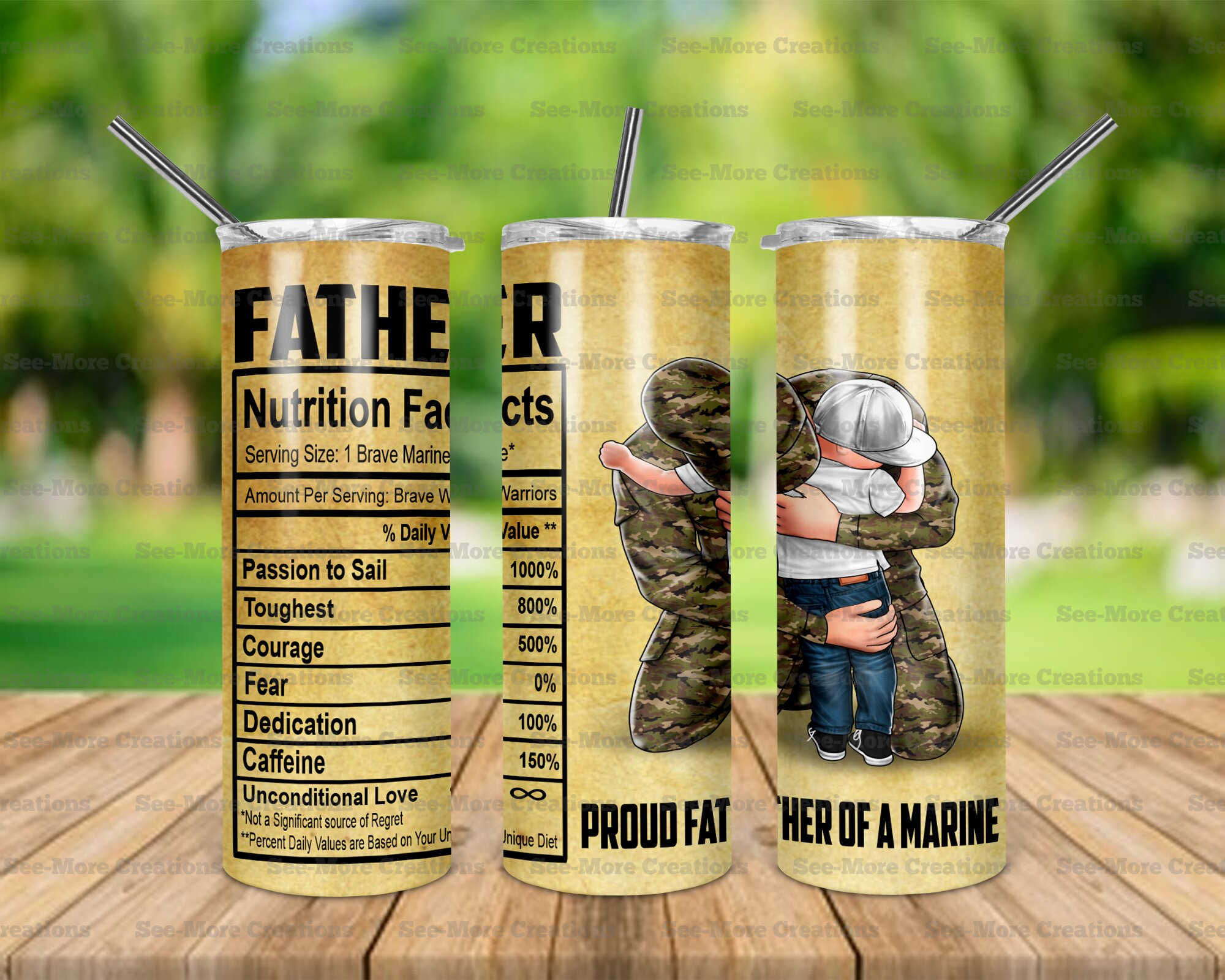 Father Nutritional Facts #16 Proud Dad Of A Marine Skinny Tumbler
