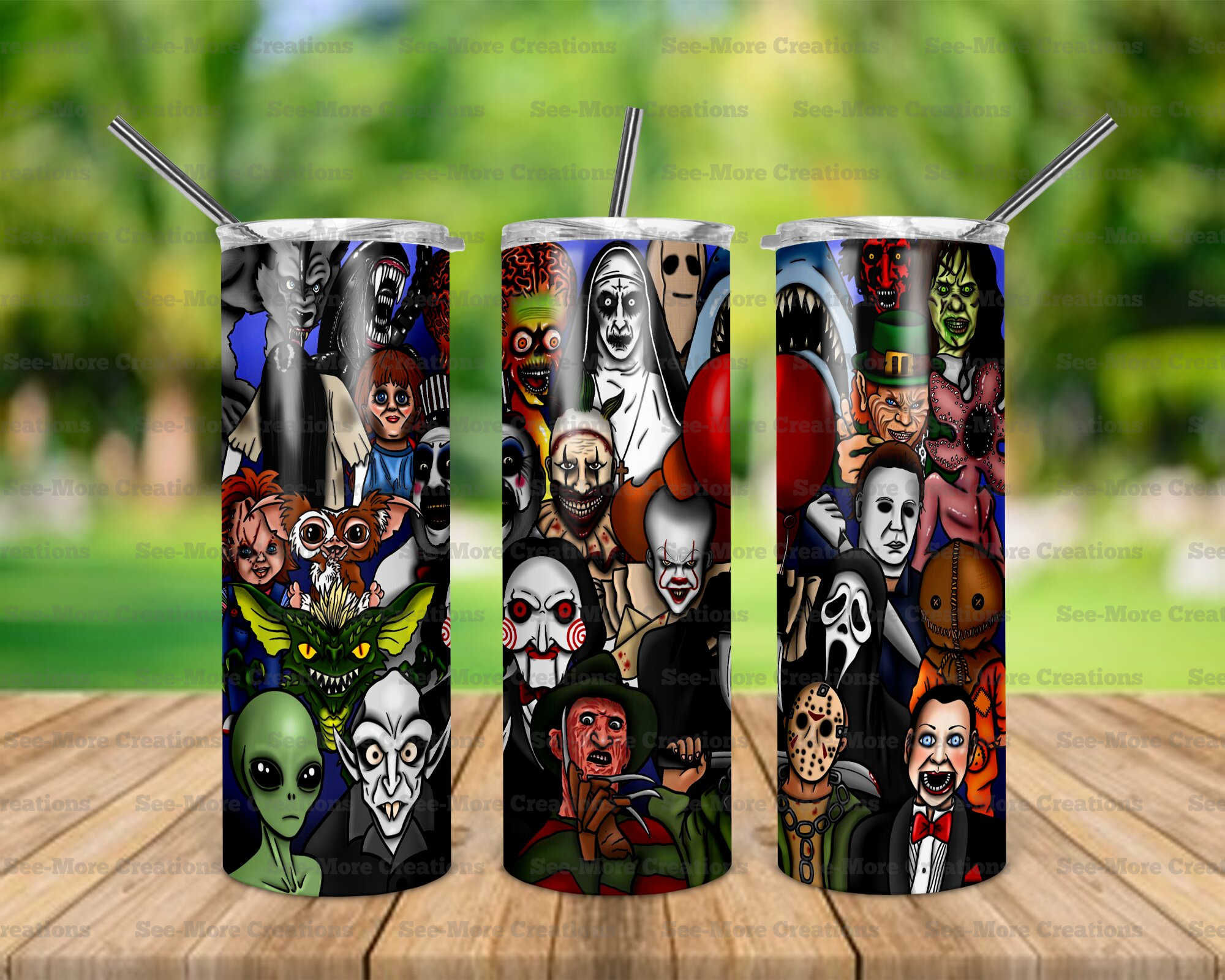 Horror Movie Characters #2 Skinny & Kids Tumblers