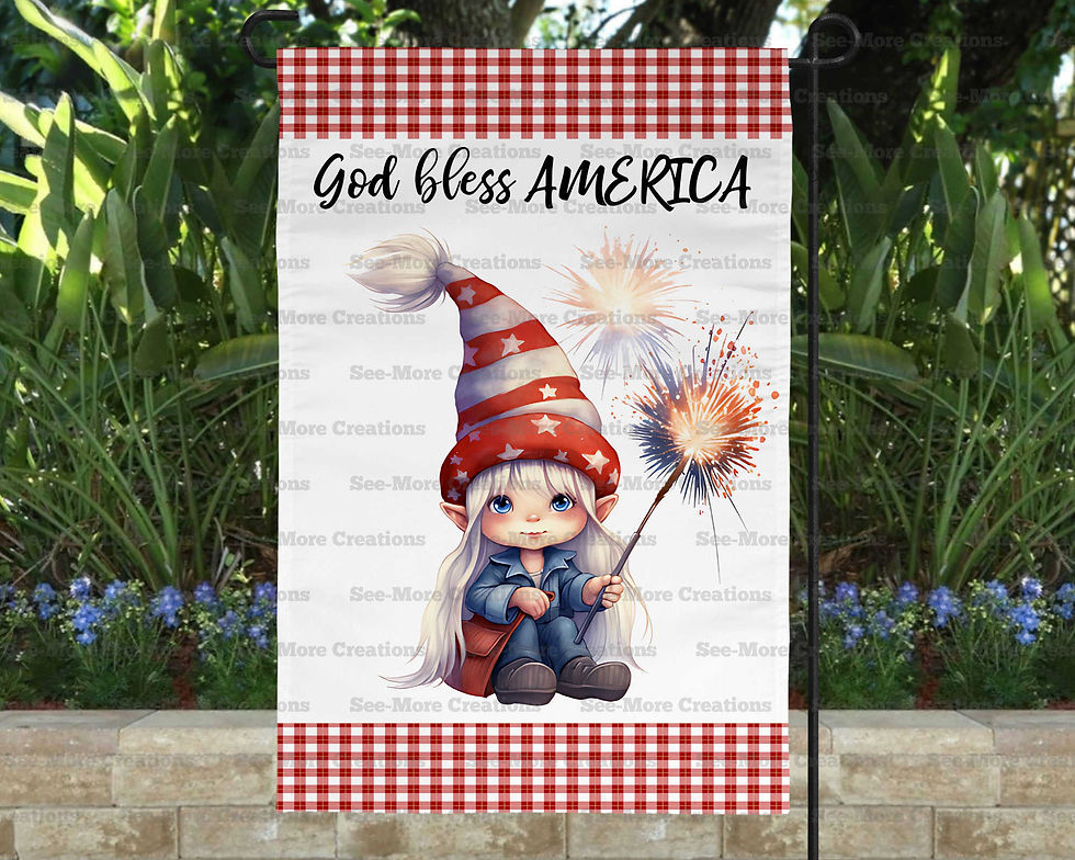 God Bless American #3 Little Girl With Fireworks Garden Flag
