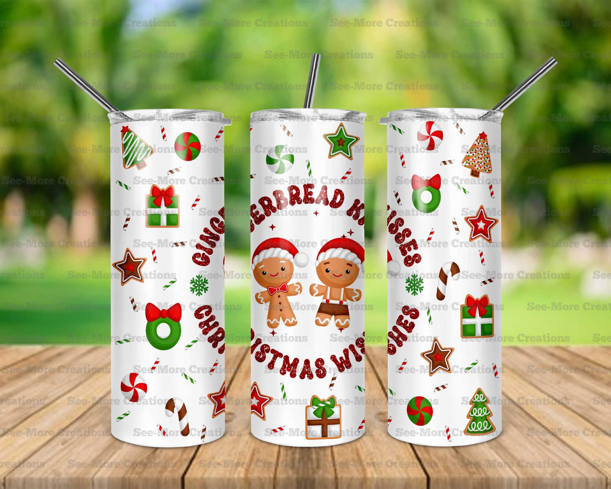 Gingerbread Kisses Christmas Wishes #1 Skinny, Sippy, Kids Tumblers