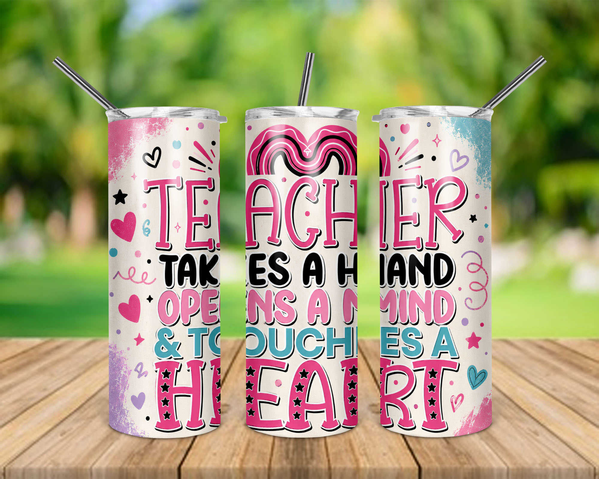 A Teacher Takes a Hand Opens a Mind Teacher Doodles 20 oz Skinny Tumbler