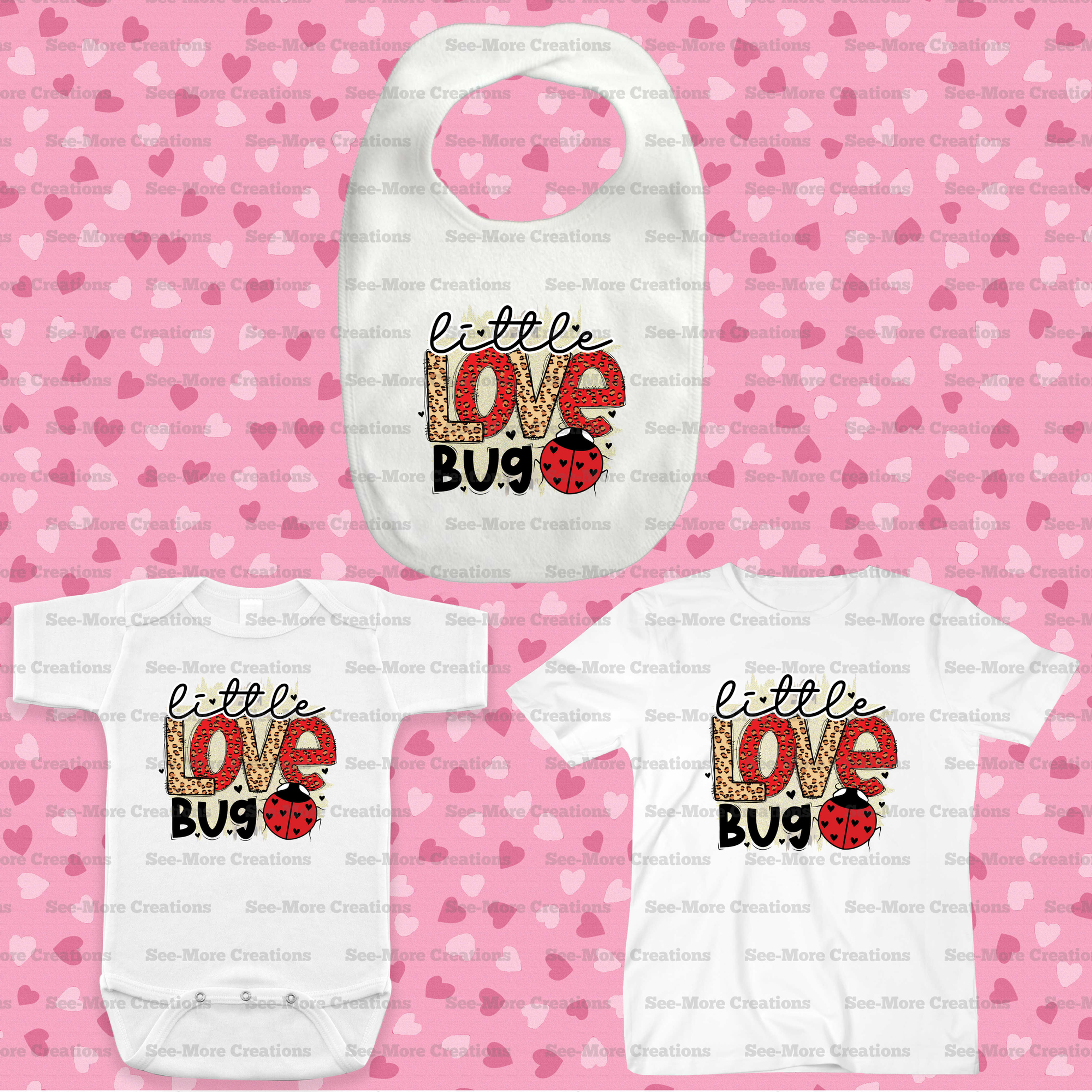Little Love Bug #2 Valentine's Day Bib, Jumper & Shirt