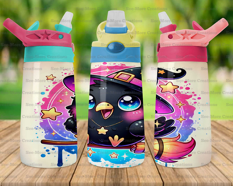Thumbnail: Cute Black Crow #3 Wearing A Witches Hat Skinny, Sippy & Kids Tumblers
