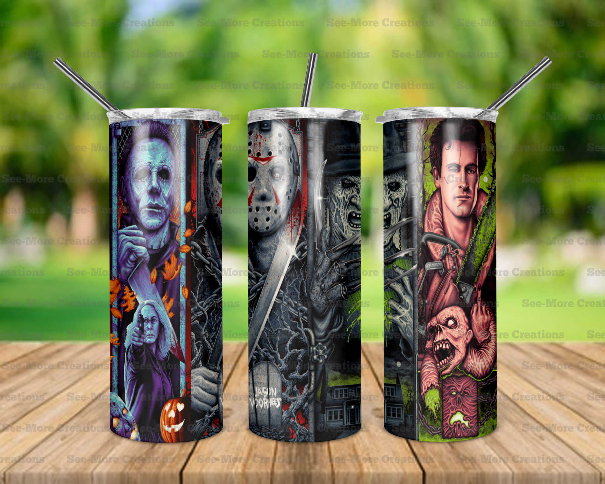 Horror Movie Characters #19 Michael, Jason, Freddy, Skinny & Kids Tumblers
