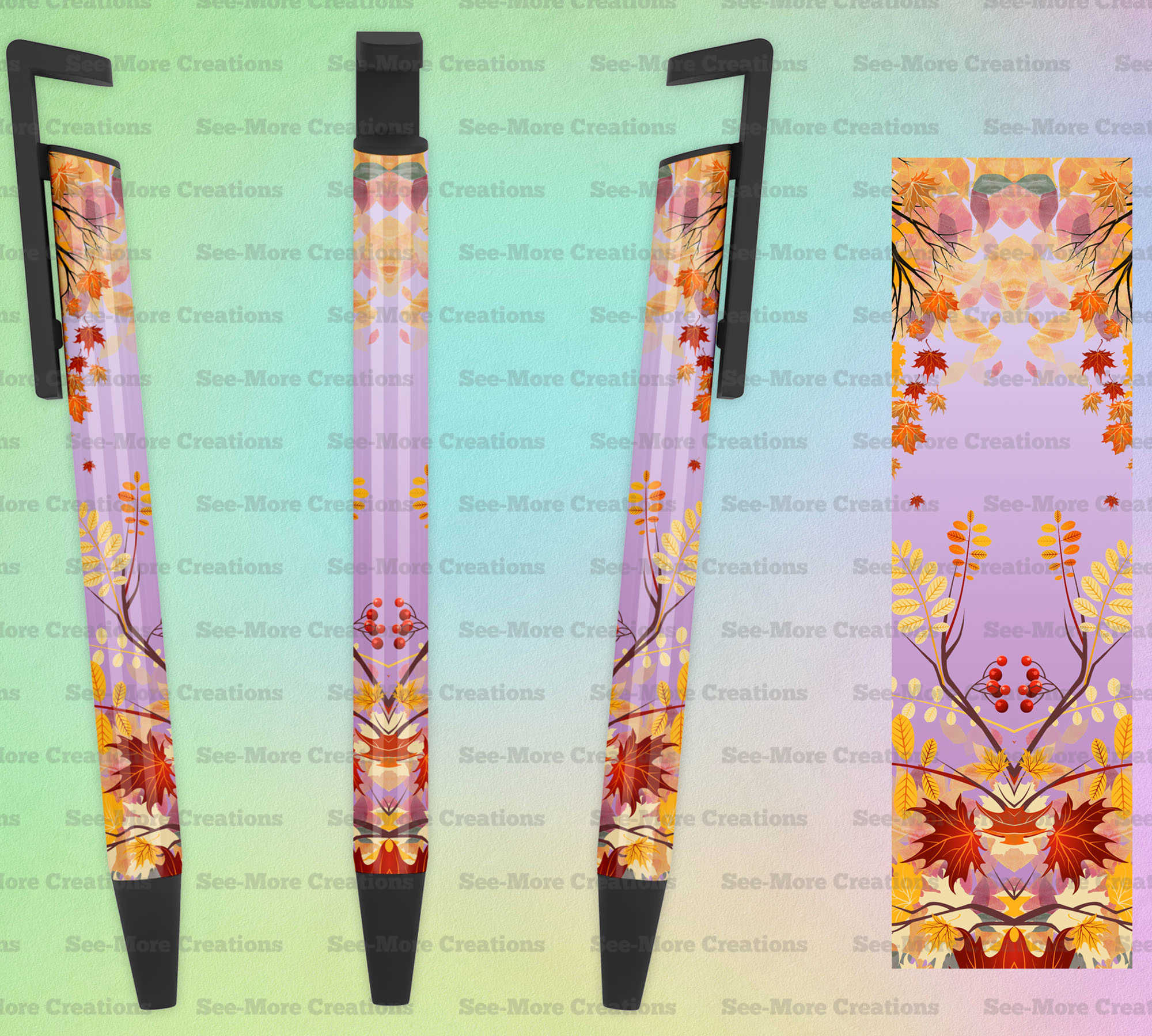 Fall #4 Personalize With Name Colorful Fall Leaves Pen