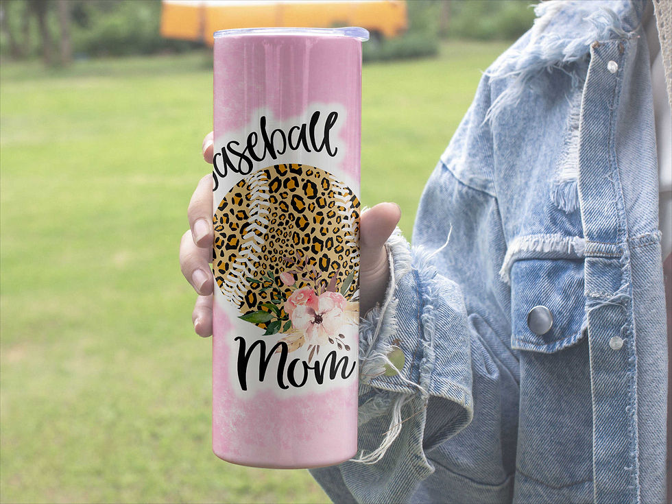 Thumbnail: Person holding Baseball Mom Soft Pink 20 oz Skinny Tumbler