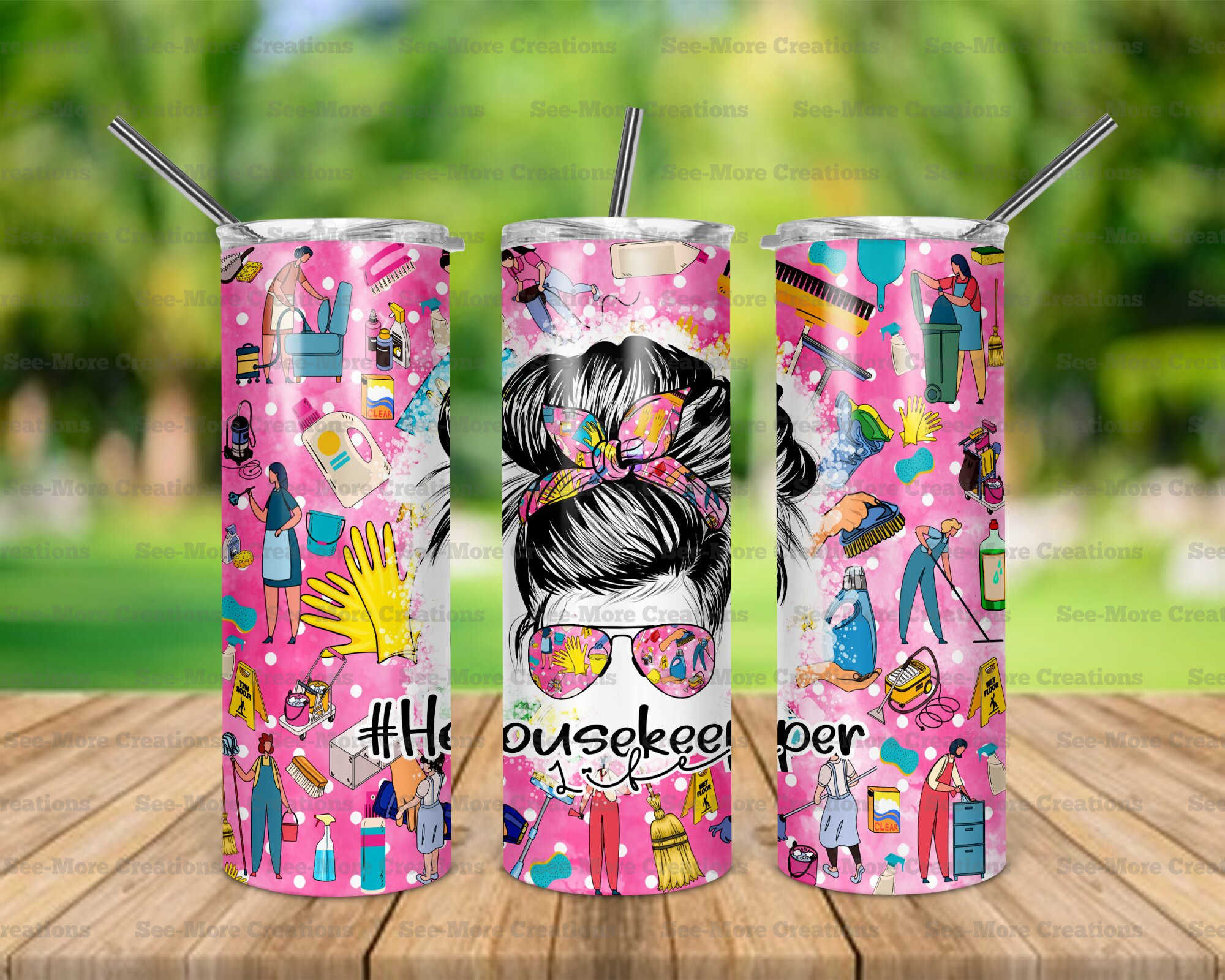 Housekeeper Life #1 Messy Bun Skinny Tumblers