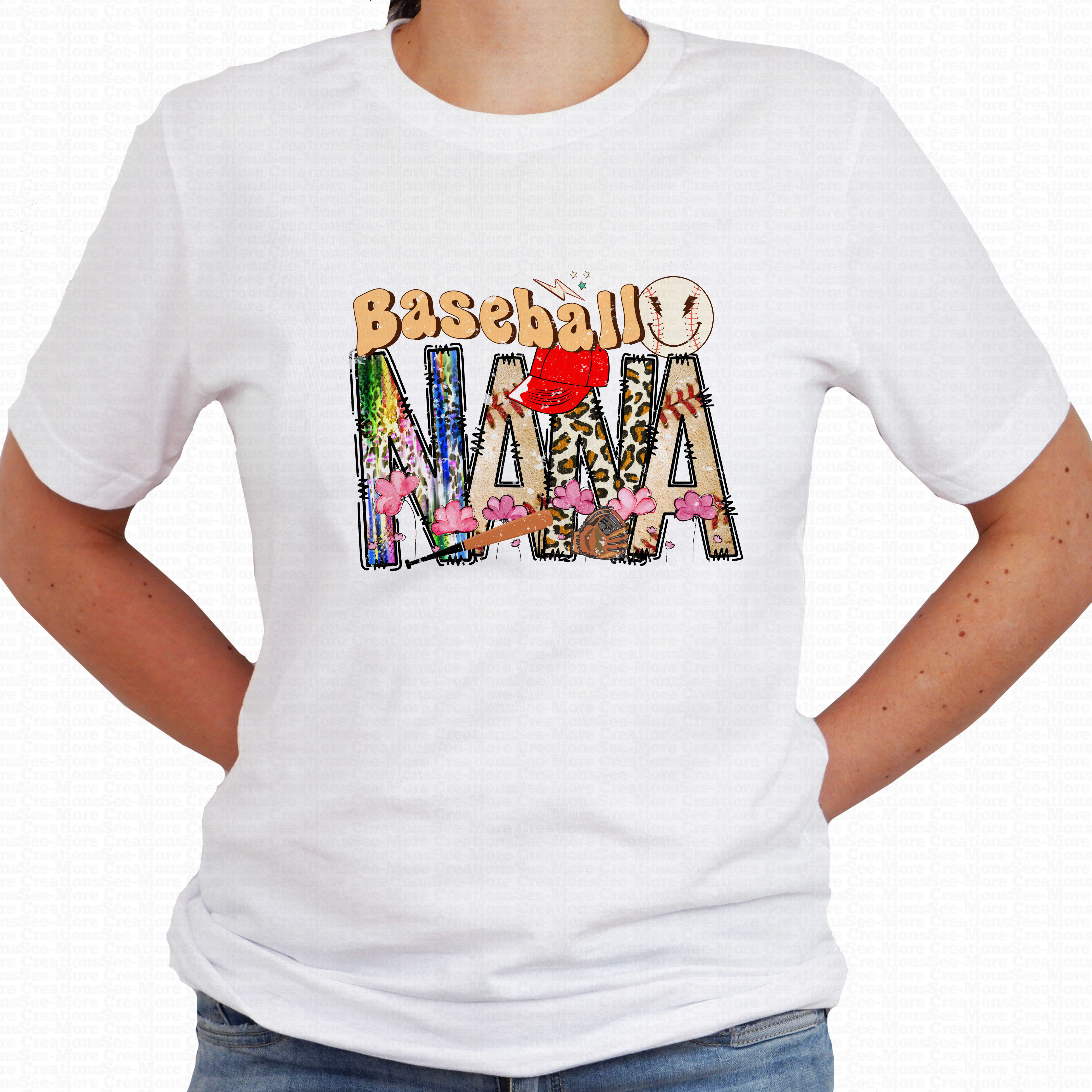 Baseball Nana #5 Women's Leopard Print Baseball Shirt