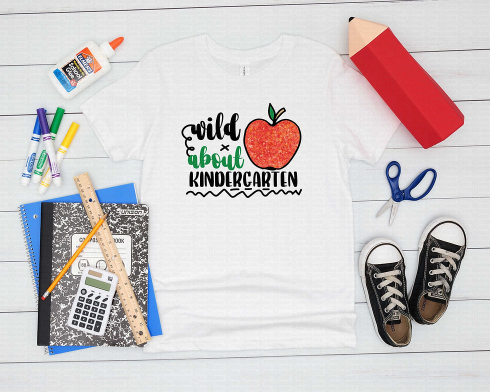 Thumbnail: Wild About Kindergarten #6 Girls Glitter Apple School Shirt