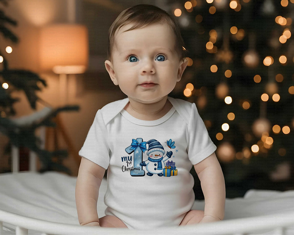 Thumbnail: My First Christmas #46 Boys Blue Snowman Christmas Bodysuit