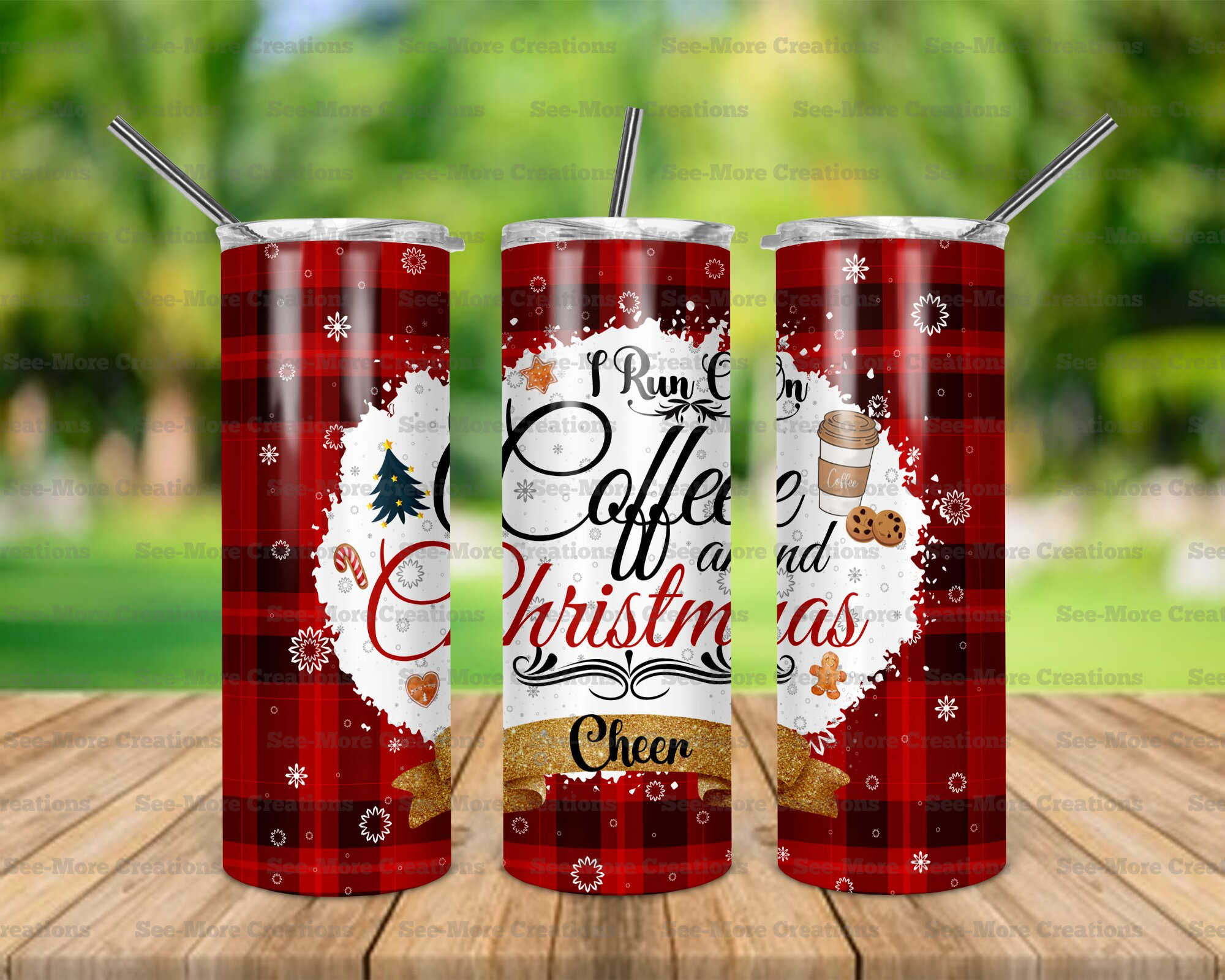 I Run On Coffee And Christmas Cheer #2 Plaid Skinny Tumbler