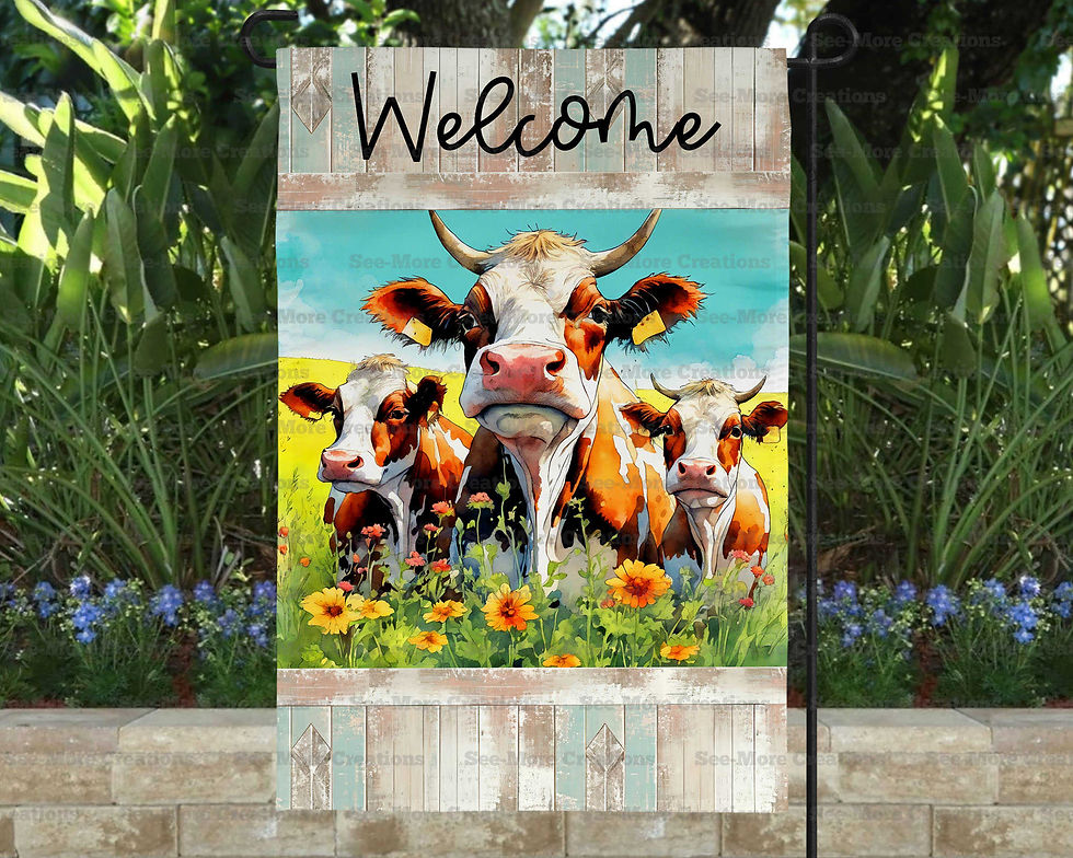 Cows #10 Cows In Pasture With Flowers Welcome Garden Flag