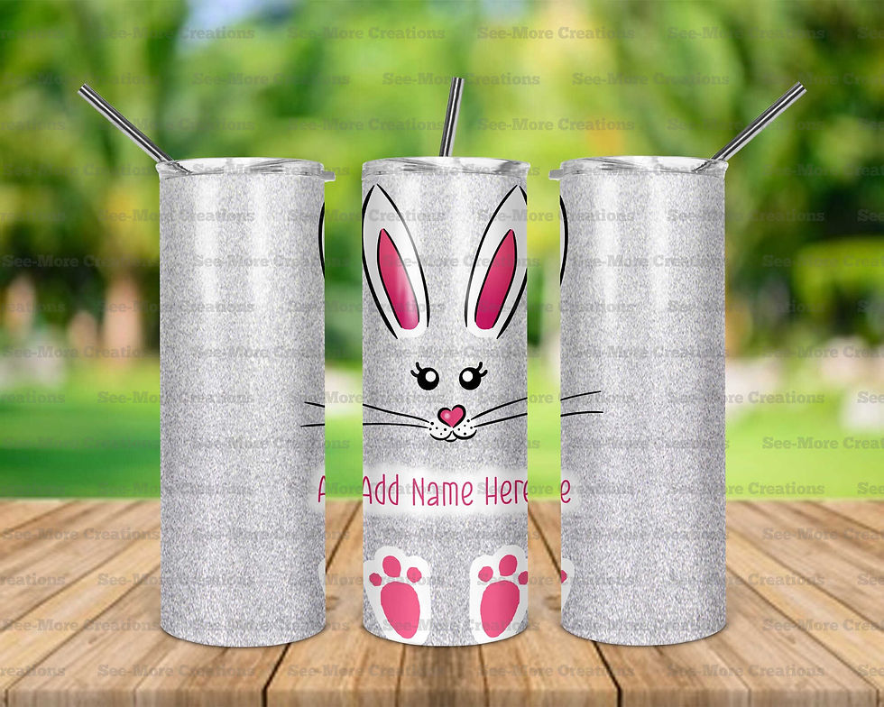 Easter Bunny #3 Personalize With Name Glitter Print Skinny, Sippy & Kids Tumber