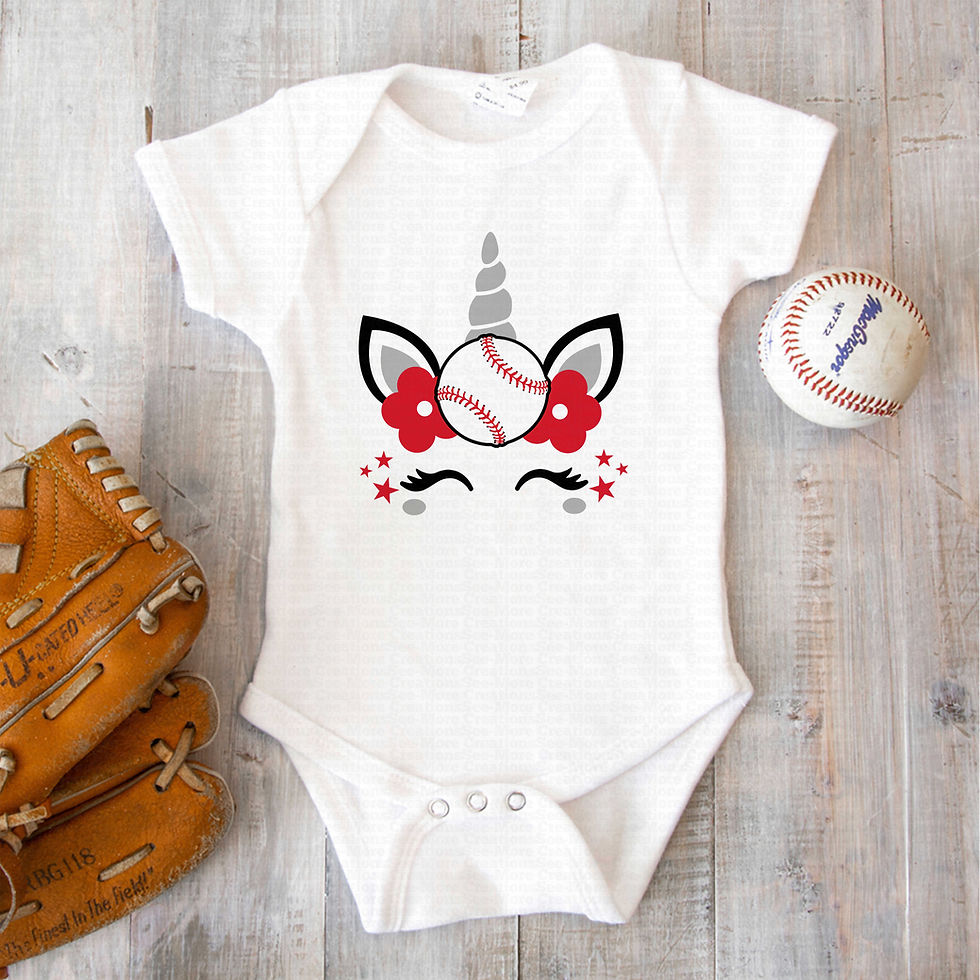 Thumbnail: Baseball Unicorn Face #1 Girls Baseball Bodysuit
