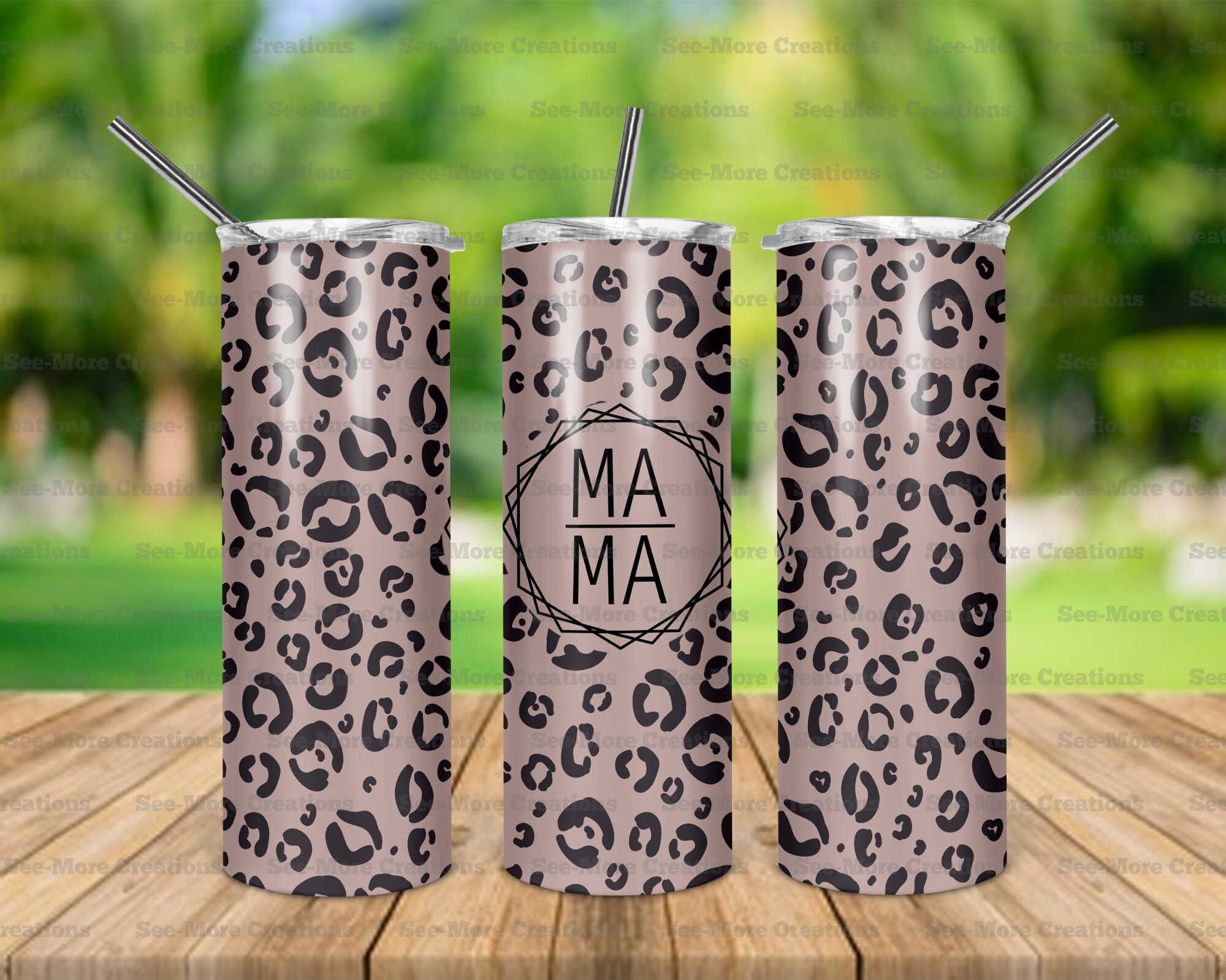 Mama #28 Leopard Print Skinny Tumbler