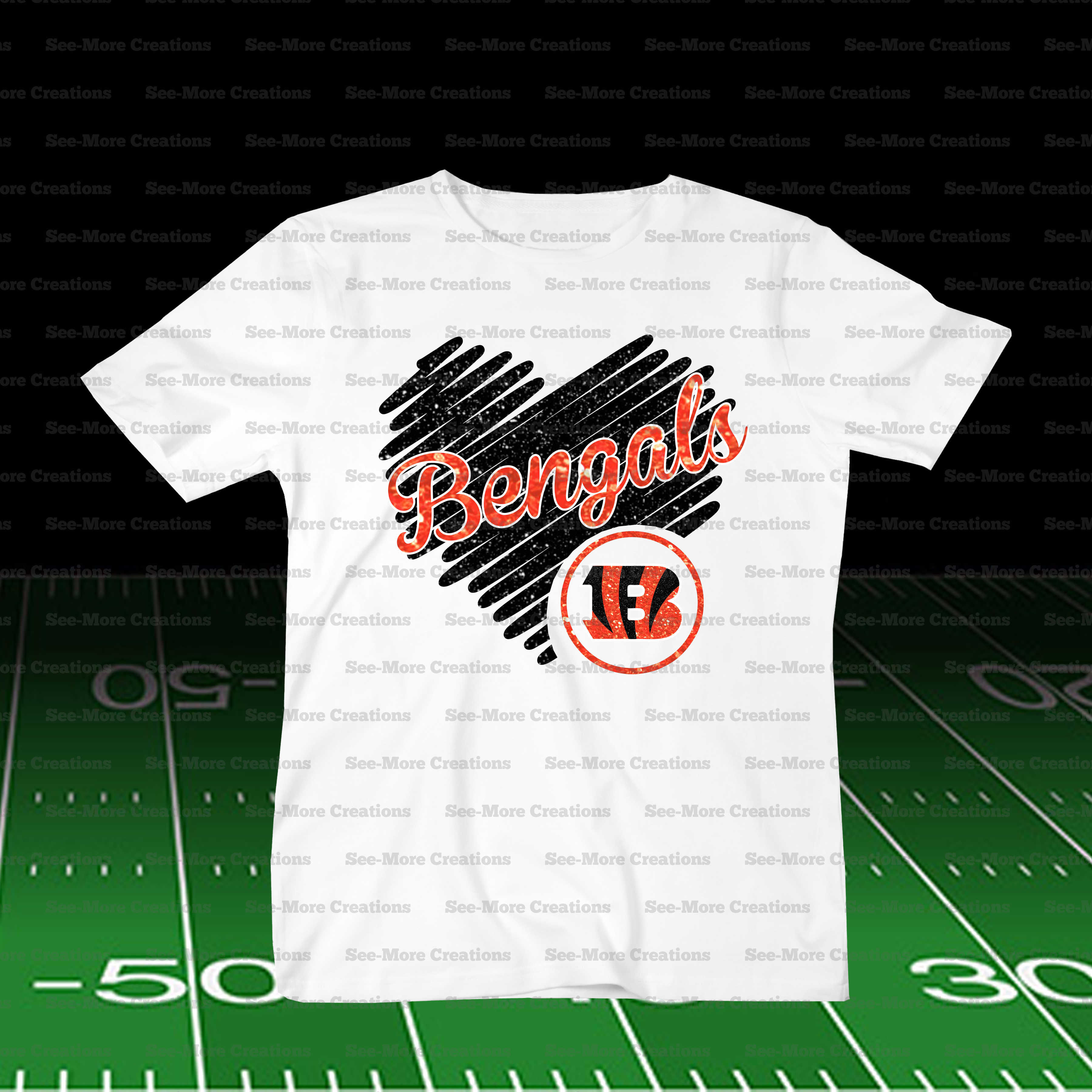 Cincinnati Bengals Scribble Heart Football Shirt
