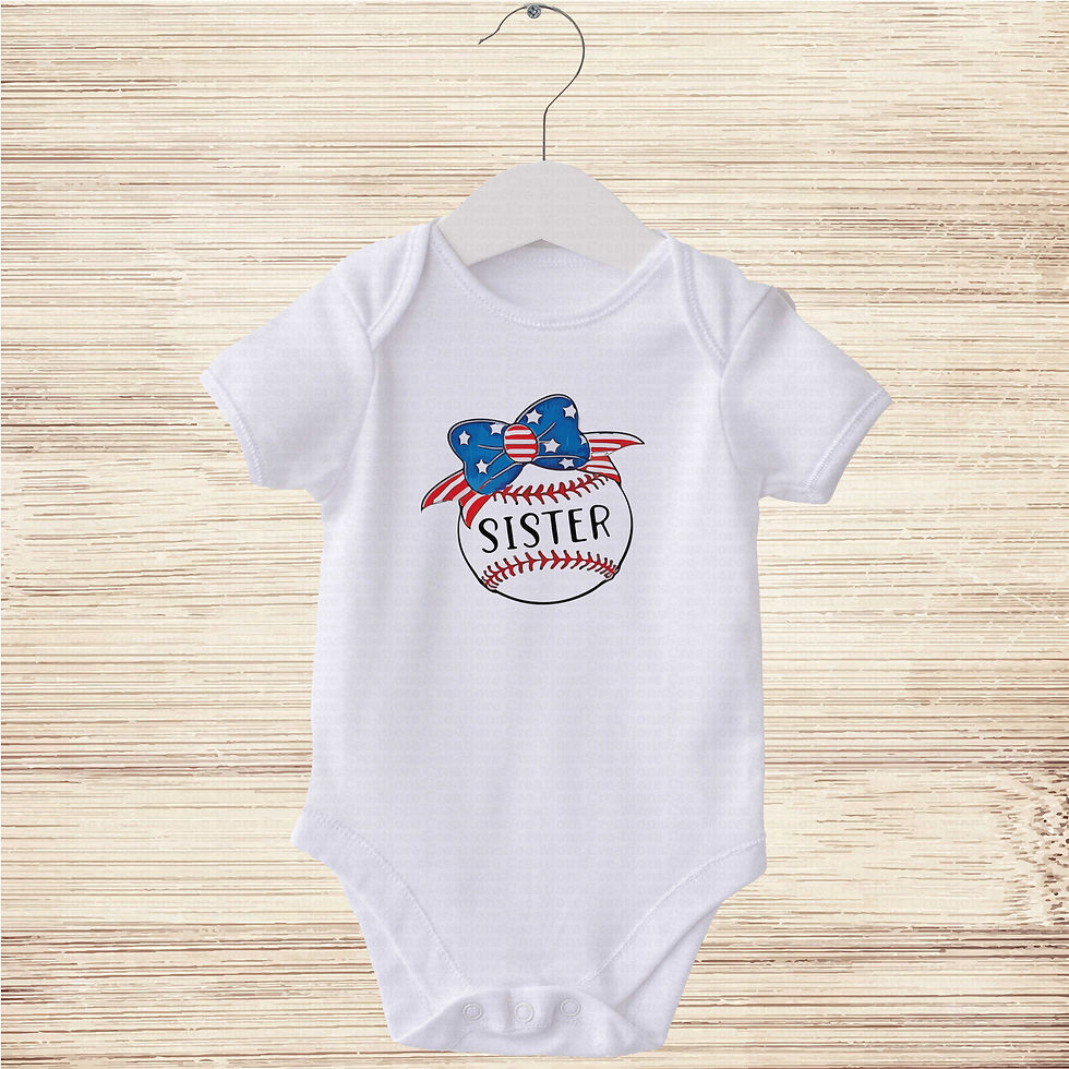 サムネイル： Baseball Sister #5 Girls Red White Blue Baseball Bodysuit