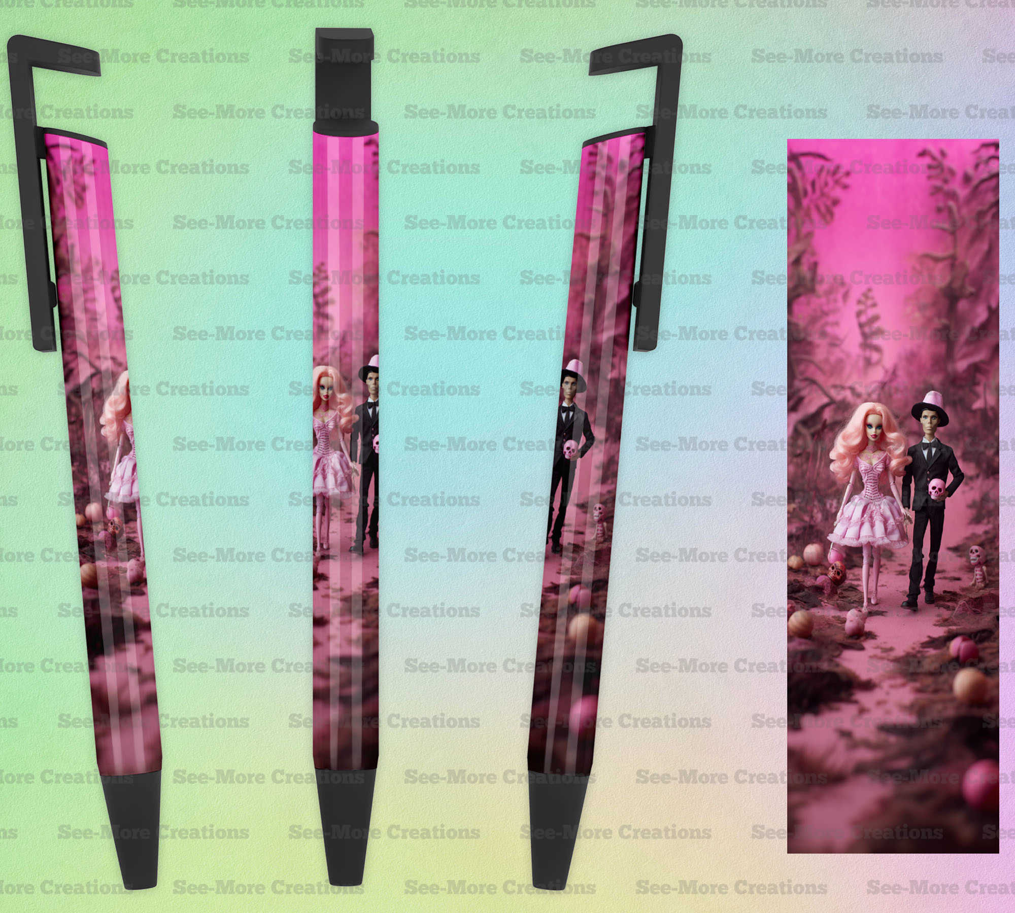 Barbie & Skeleton Ken #269 Pink Halloween Pen