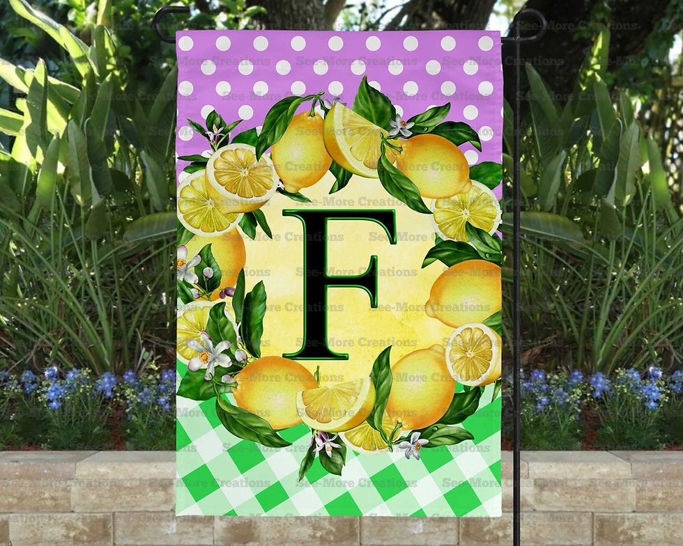 Miniature : Lemon Monogram With Letter Of Last Name Garden Flag A-M