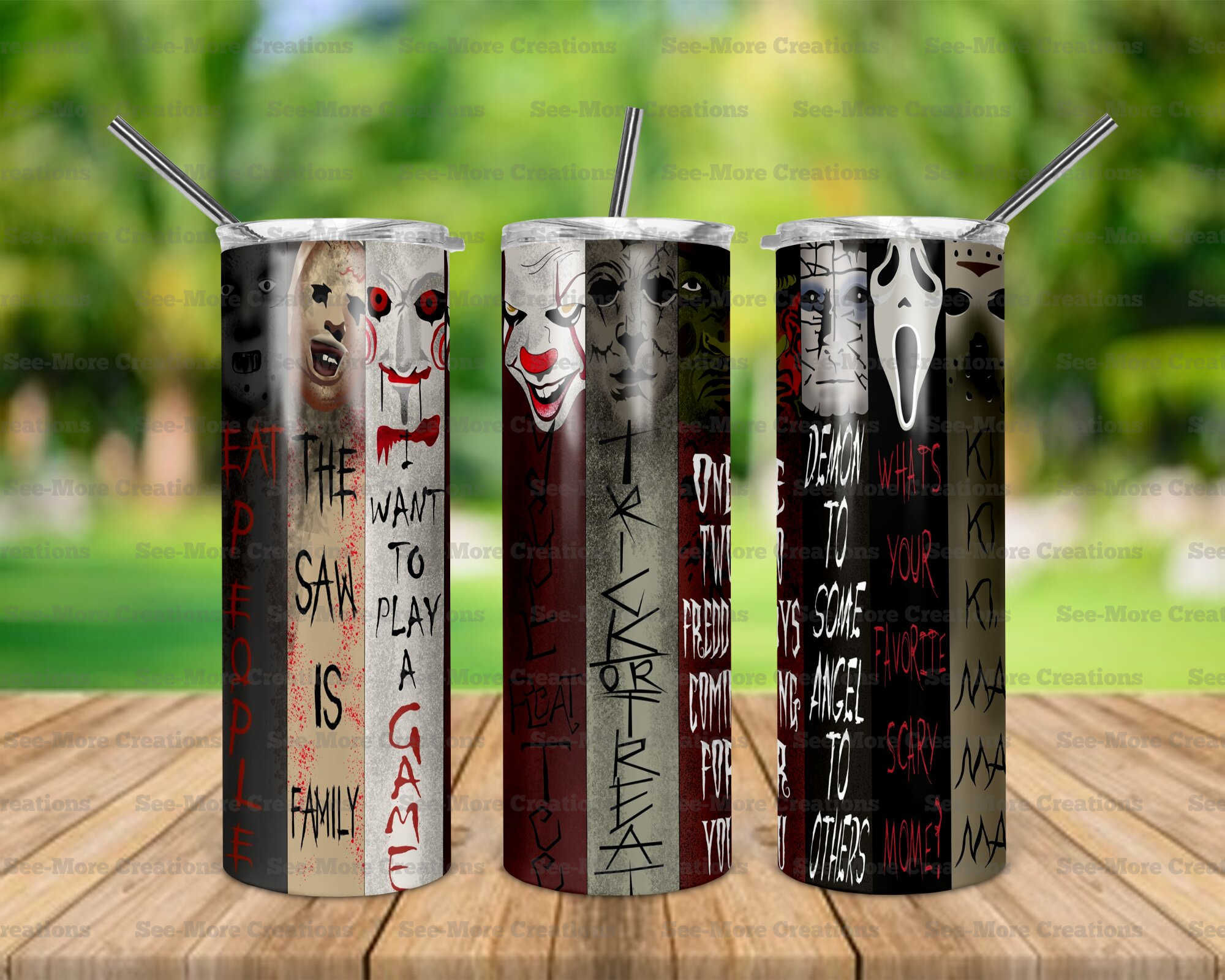 Horror Movie Characters #5 Skinny & Kids Tumblers