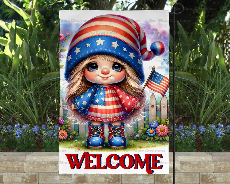 July 4th #19 American Flag Gnome Welcome Garden Flag