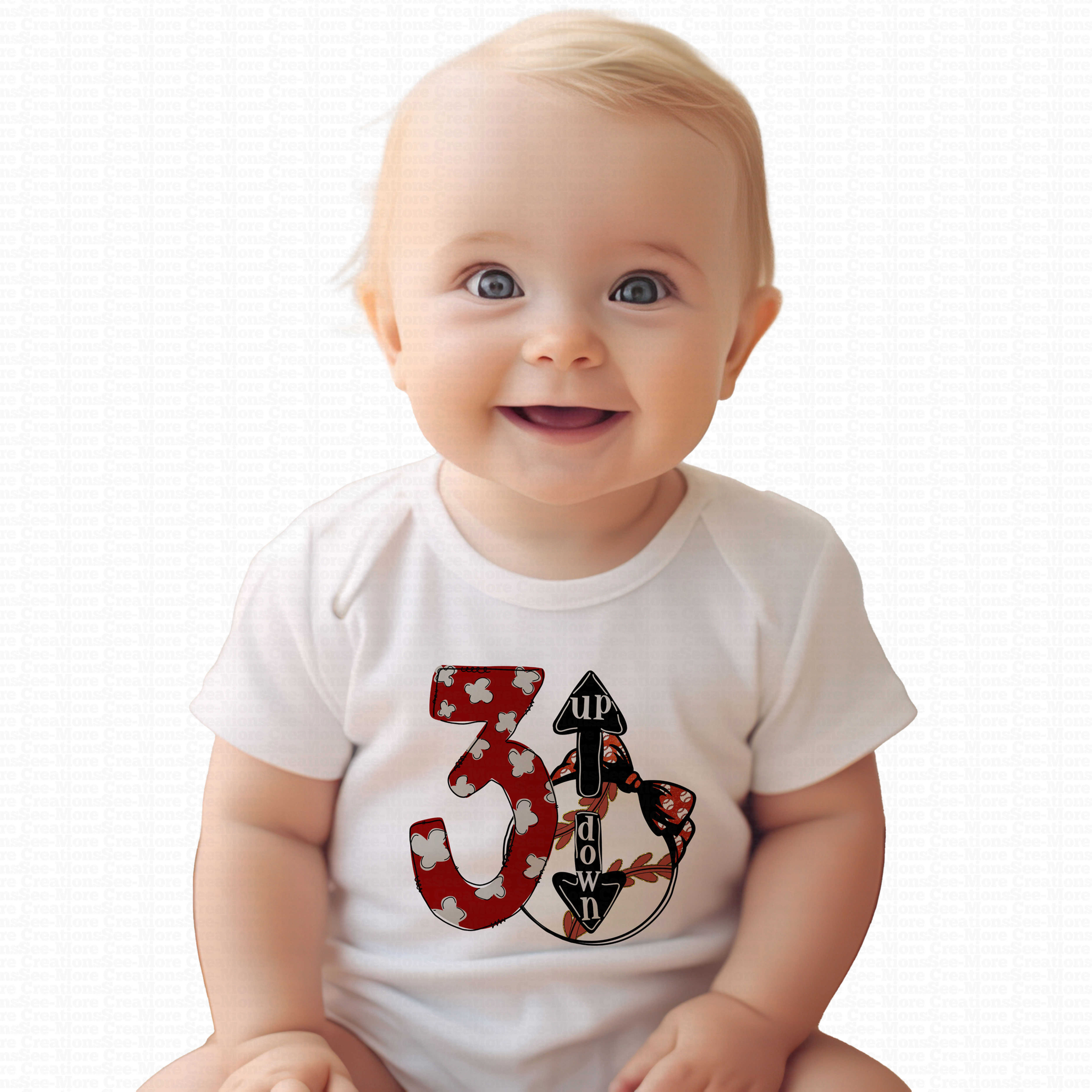 3 UP 3 Down #1 Girls Baseball Bodysuit