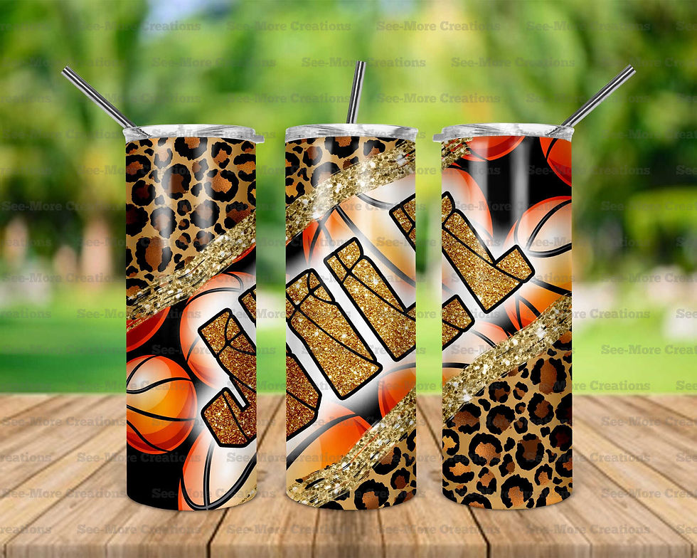 Basketball #3 Personalize With Name Glitter Print Skinny Tumbler
