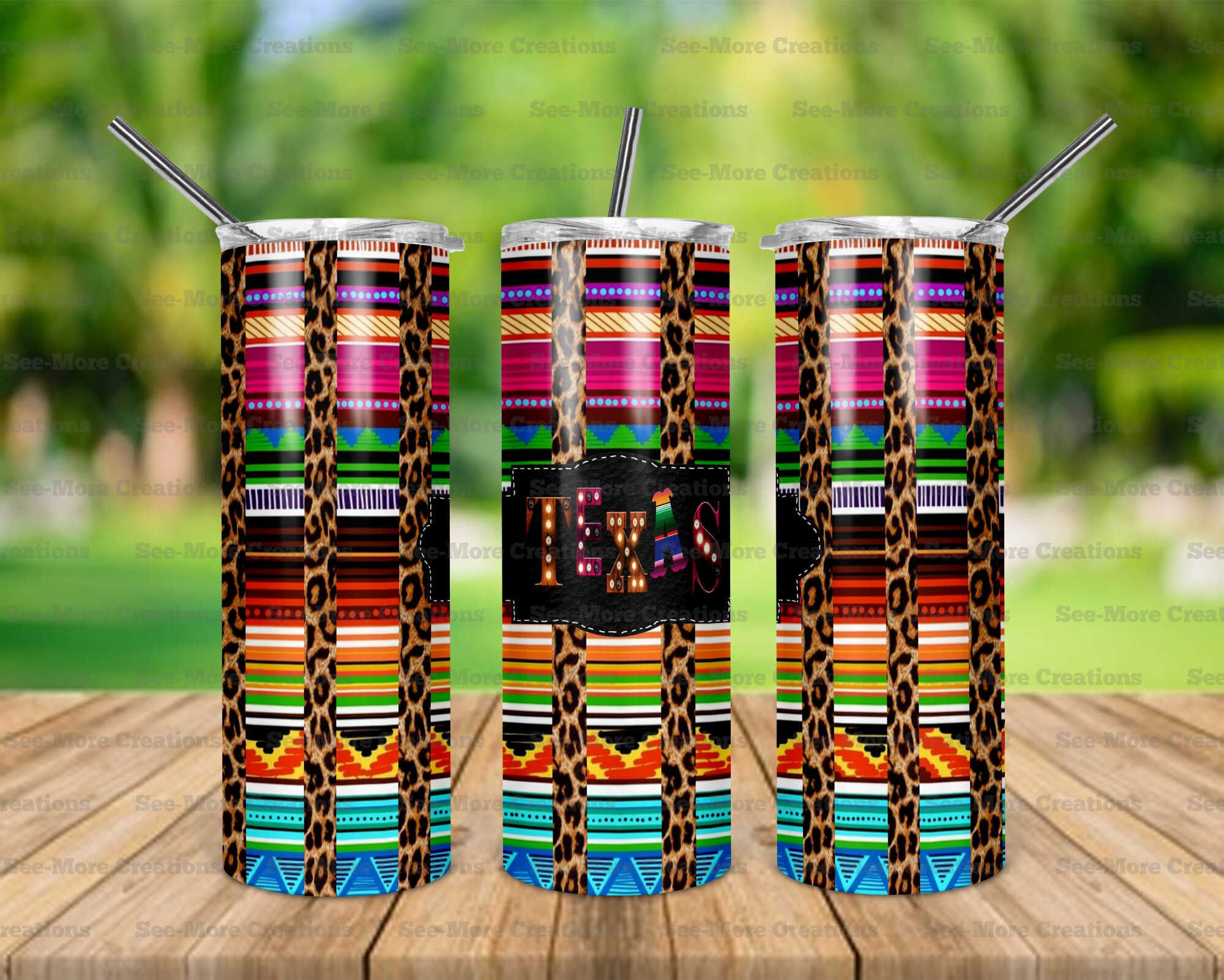 Texas #4 Leopard Print Skinny, Sippy & Kids Tumbler