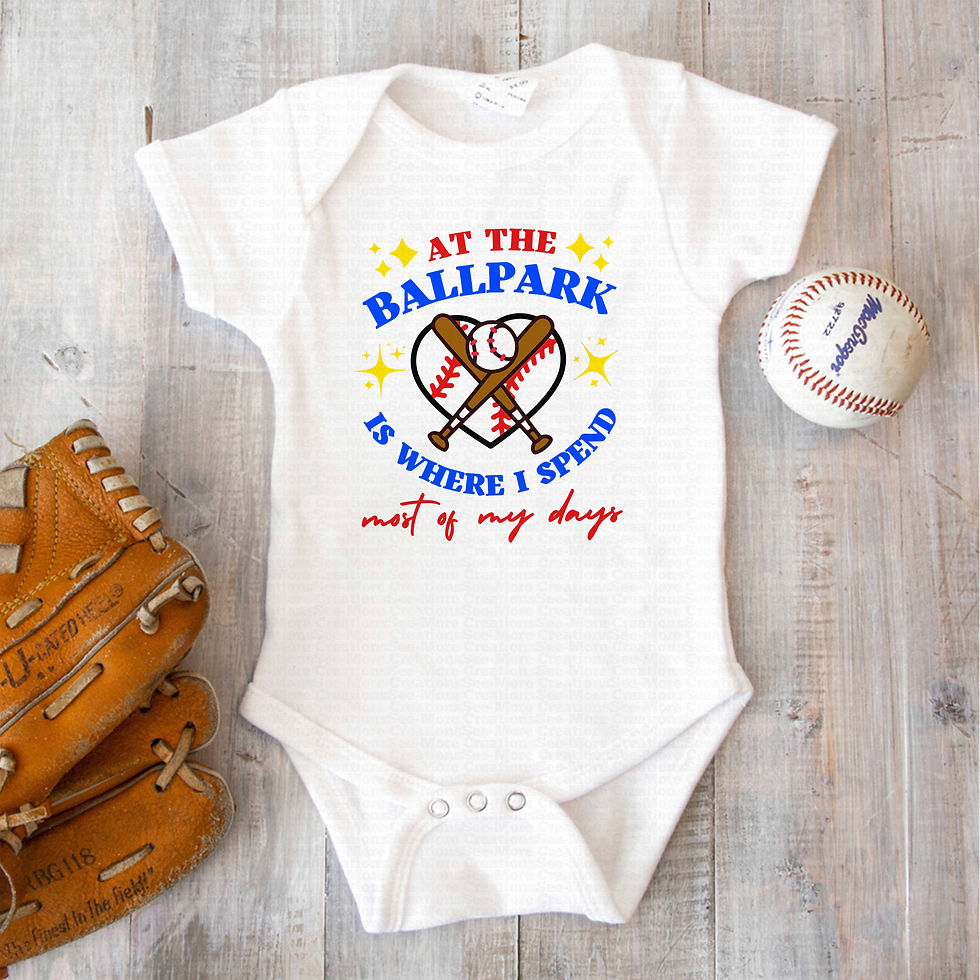 サムネイル： At The Ballpark Where I Spend Most Of My Days #1 Boys Or Girls Baseball Bodysuit