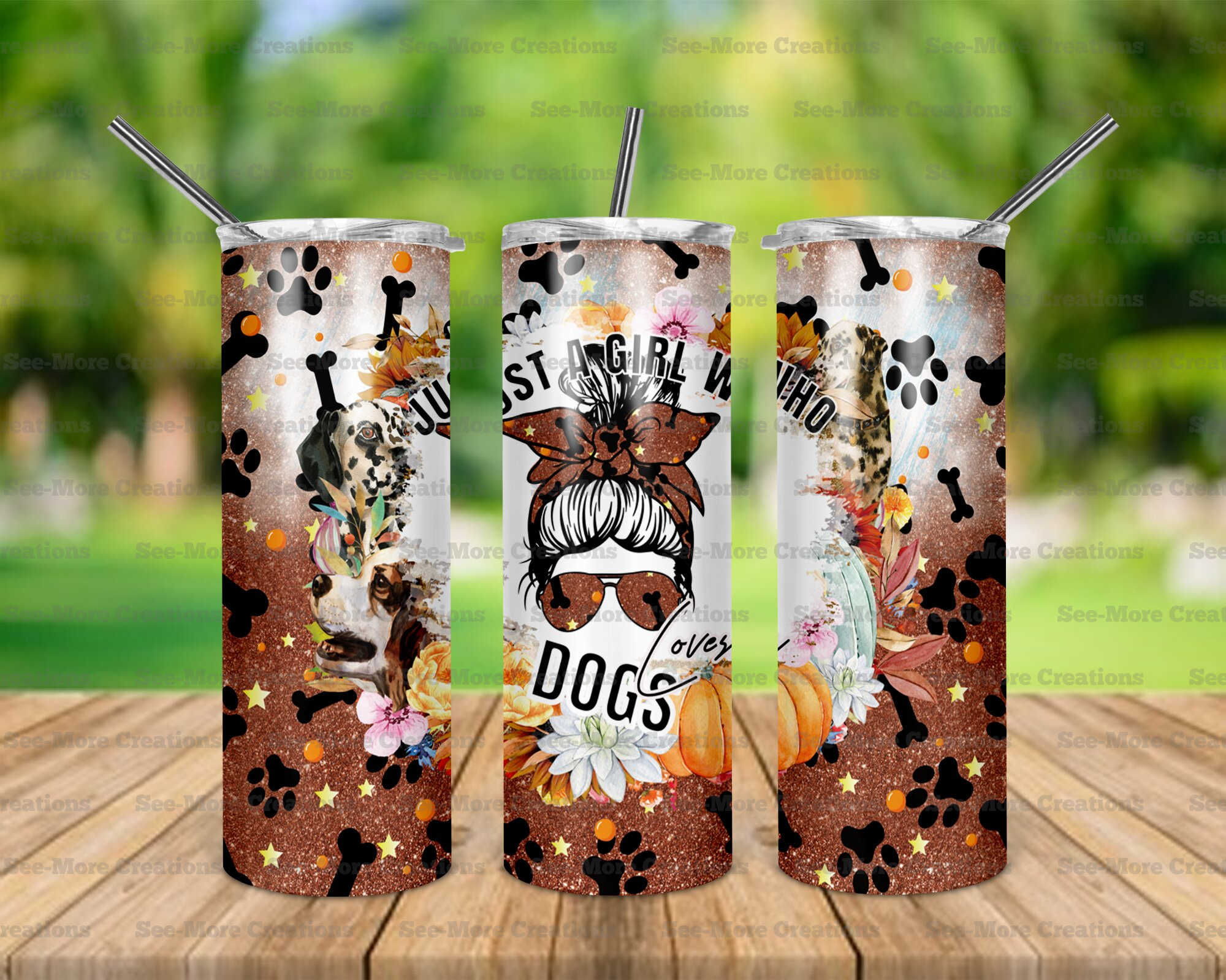 Just A Girl Who Loves Dogs #1 Glitter Print Skinny & Kids Tumblers
