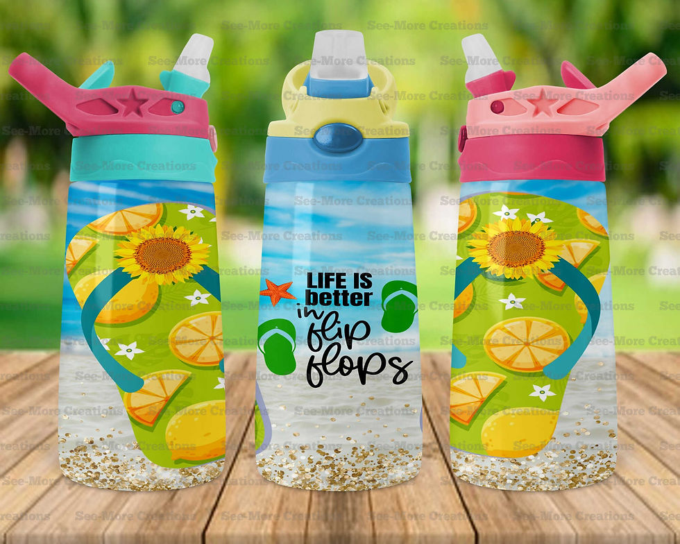 Thumbnail: Life Is Better In Flip Flops #3 Glitter Print Skinny & Kids Tumblers