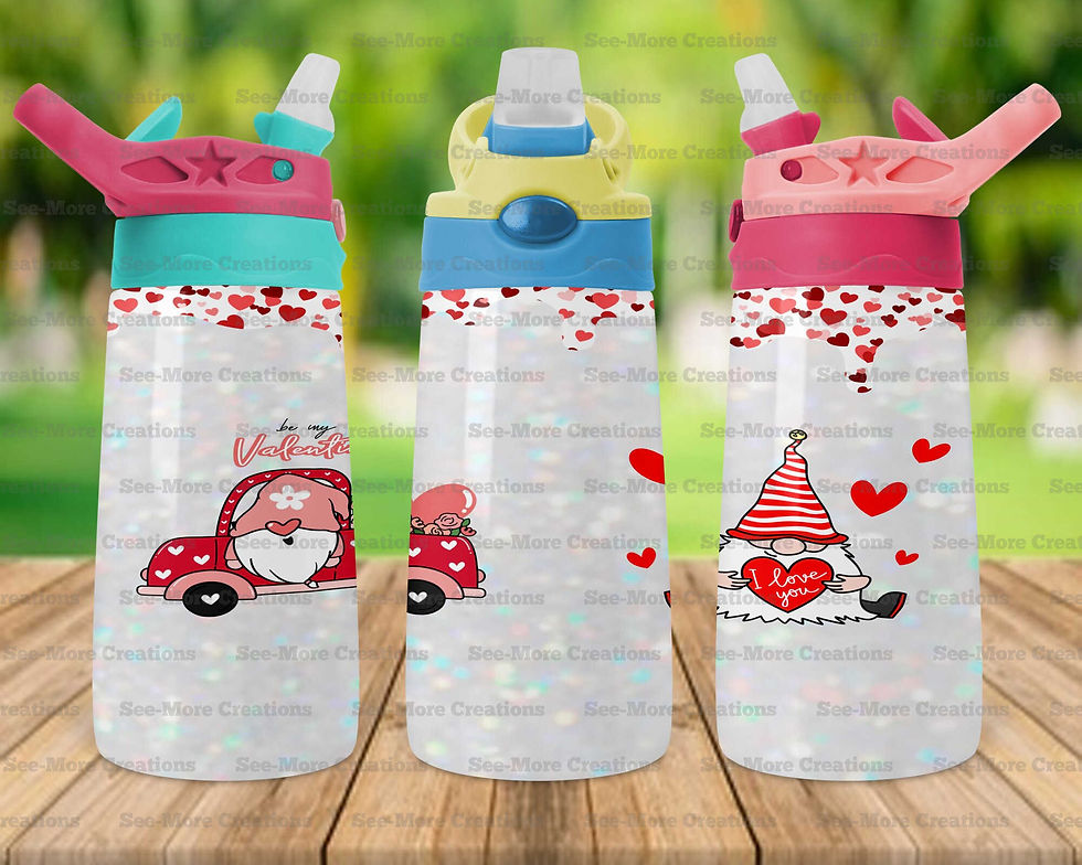 Miniatura: Be My Valentine #8 Gnomes Glitter Print Skinny & Kids Tumblers