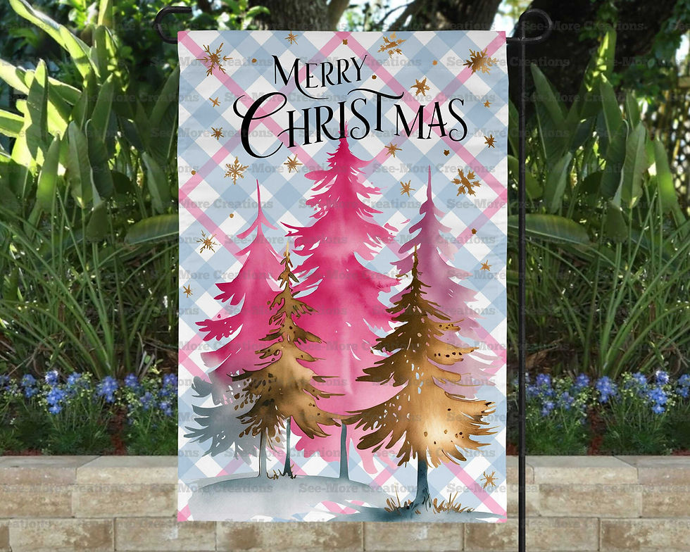 Merry Christmas #42 Pink & Gold Garden Flag