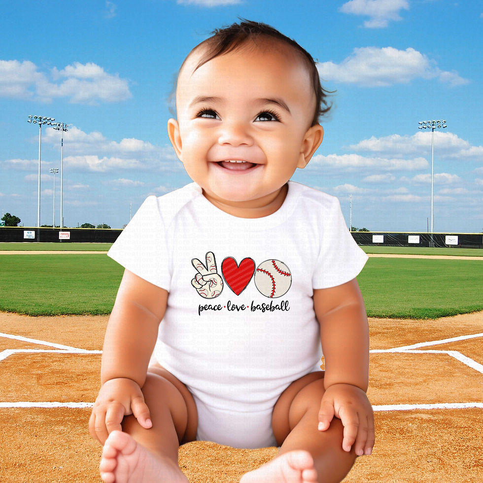 Miniatura: Peace Love Baseball #2 Boys Or Girls Baseball Bodysuit